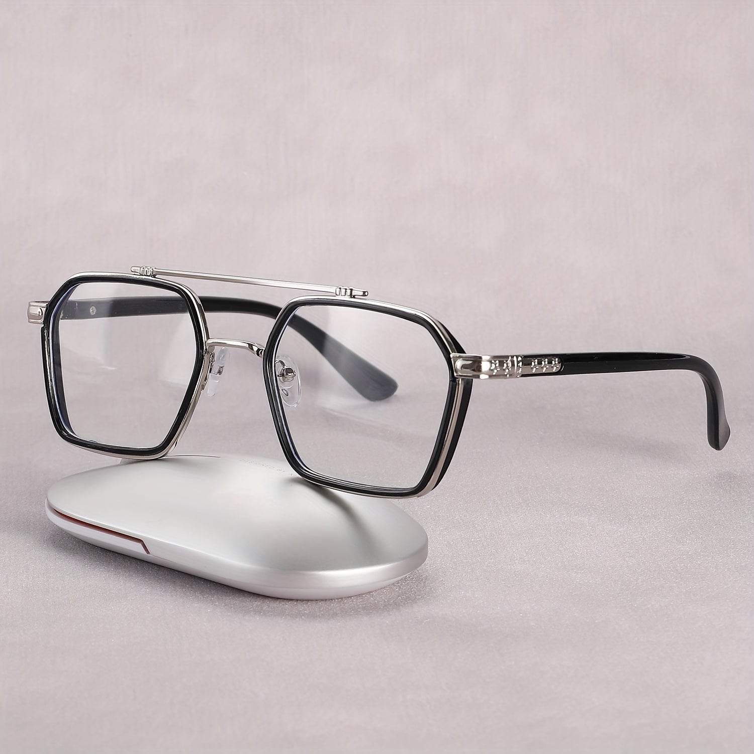 Retro Cool Hollow Mirror Frame Flat Glasses – Unisex Vintage Style - Mens Attire