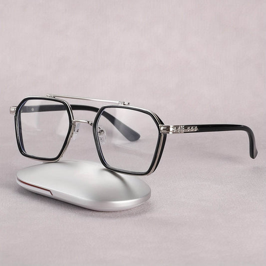 Retro Cool Hollow Mirror Frame Flat Glasses – Unisex Vintage Style - Mens Attire
