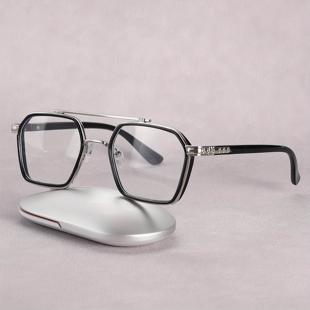 Retro Cool Hollow Mirror Frame Flat Glasses – Unisex Vintage Style - Mens Attire