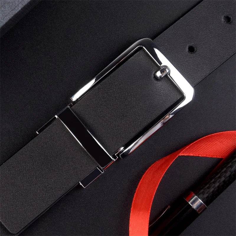 Men's Attire Classic Italian Leather Men's Belt Black 