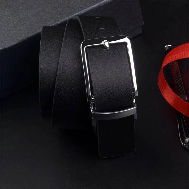 Men's Attire Classic Italian Leather Men's Belt Black 