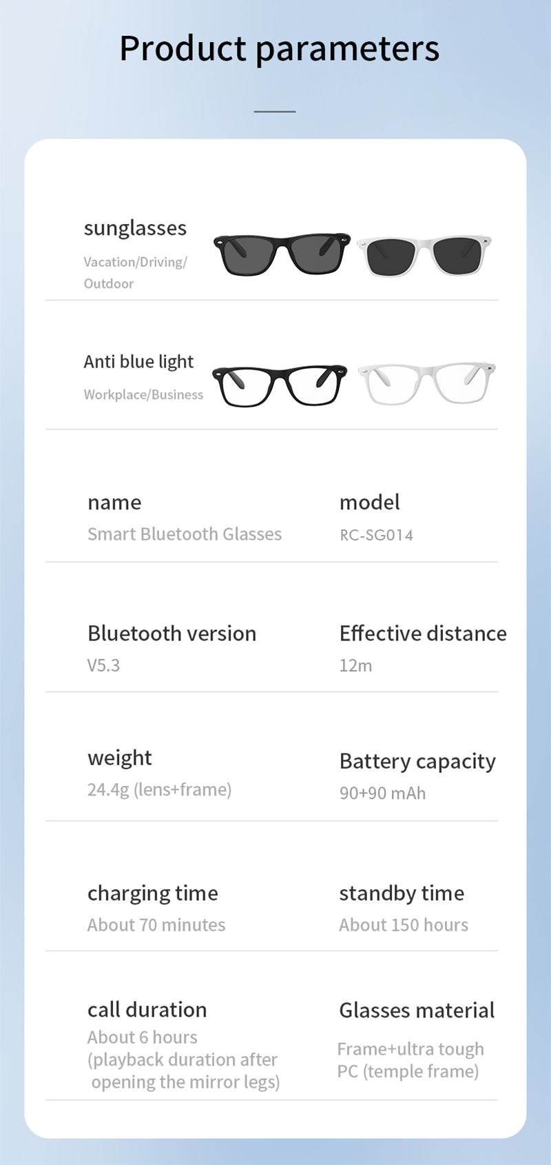 Smart Wearable Sunglasses with Bluetooth Speaker & AI Assistant - Mens Attire