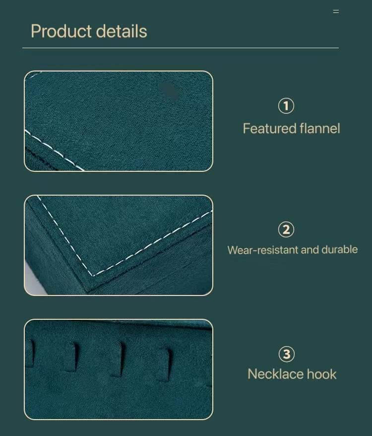 New Green 3-Layer Flannel Jewelry Organizer Box - Mens Attire