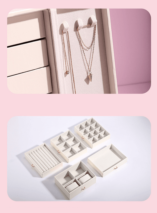 Convenient LuxuryJewellery Box with 5 Levels Large Jewellery Case with Drawer and Watch - Mens Attire