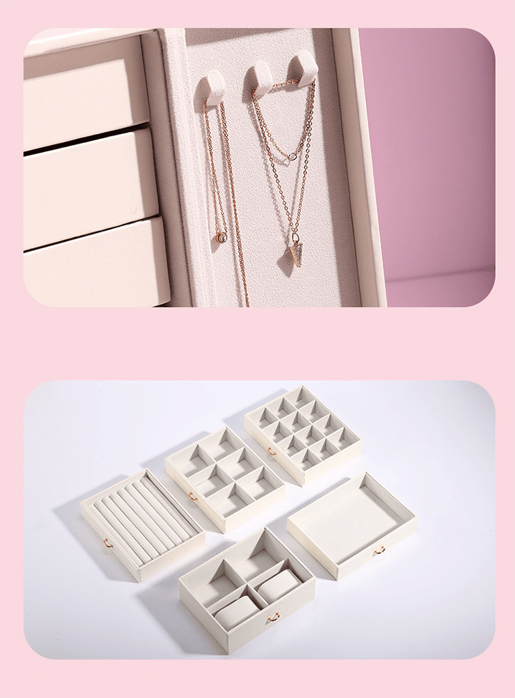 Convenient LuxuryJewellery Box with 5 Levels Large Jewellery Case with Drawer and Watch - Mens Attire