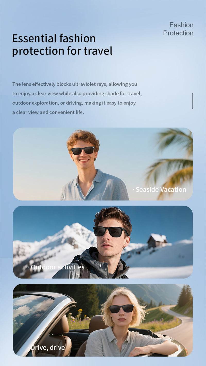 Smart Wearable Sunglasses with Bluetooth Speaker & AI Assistant - Mens Attire