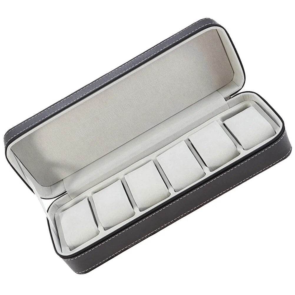 Portable 6 Slots Watch Box Desktop Watch Case Household Watch Organizer - Mens Attire