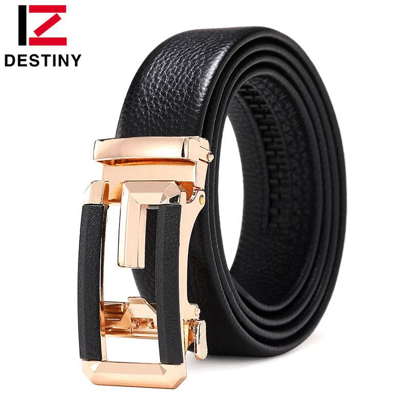 Mens Attire Men’s Auto Buckle Genuine Leather Belt - Mens Attire