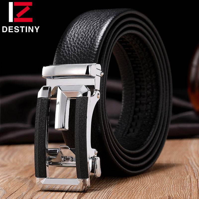 Mens Attire Men’s Auto Buckle Genuine Leather Belt - Mens Attire