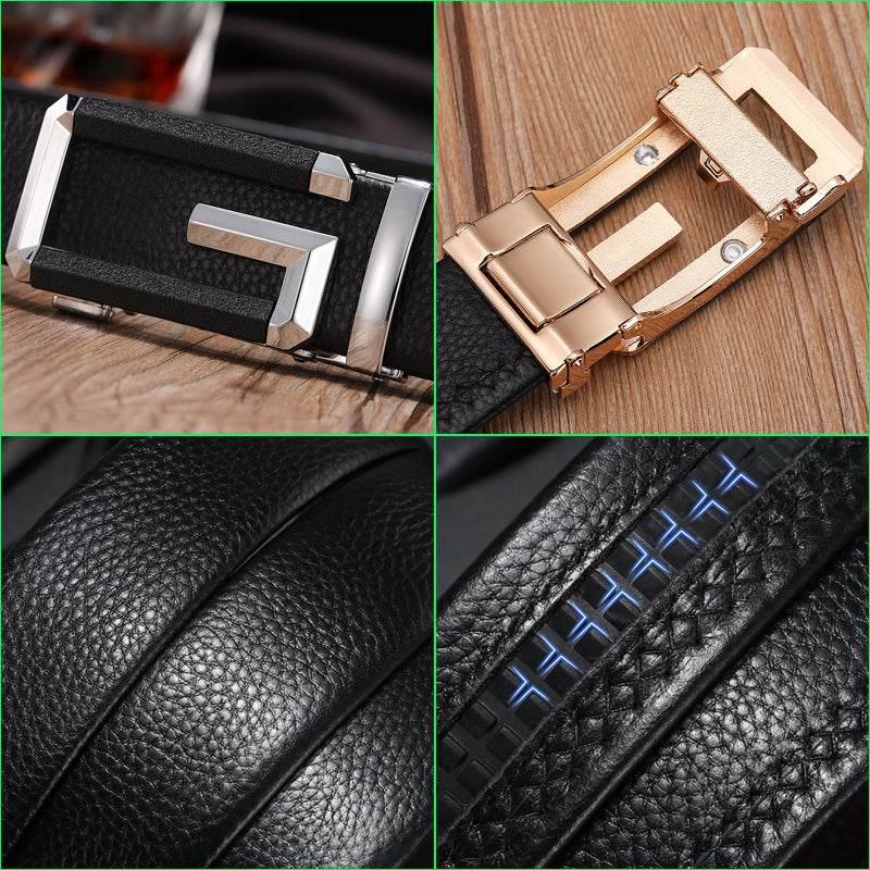 Mens Attire Men’s Auto Buckle Genuine Leather Belt - Mens Attire