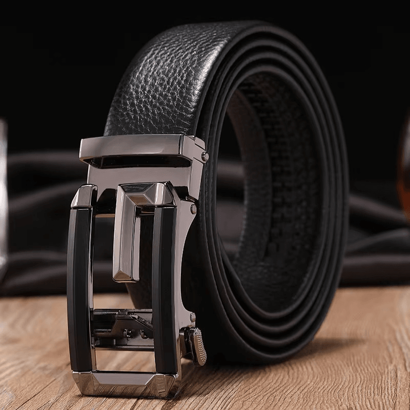 Mens Attire Men’s Auto Buckle Genuine Leather Belt - Mens Attire