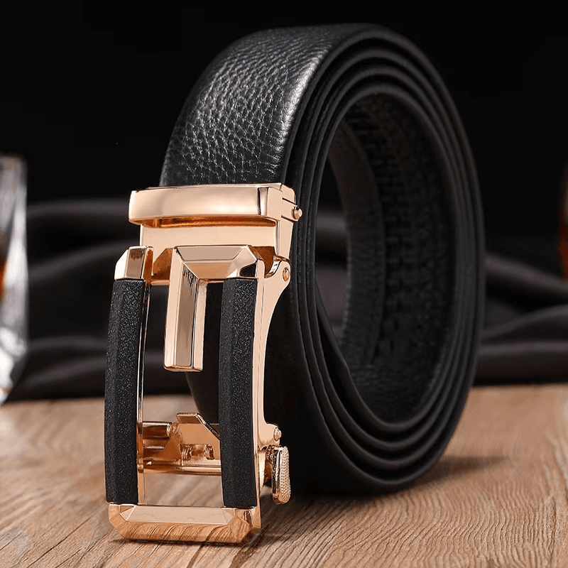 Mens Attire Men’s Auto Buckle Genuine Leather Belt - Mens Attire