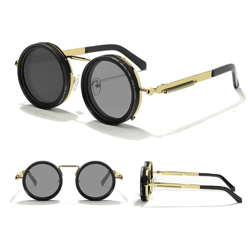 Round Polarized Adjustable ND Filter Sunglasses – 9-Level Dimming, Premium UV Protection - Mens Attire