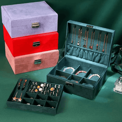 New Green 3-Layer Flannel Jewelry Organizer Box - Mens Attire