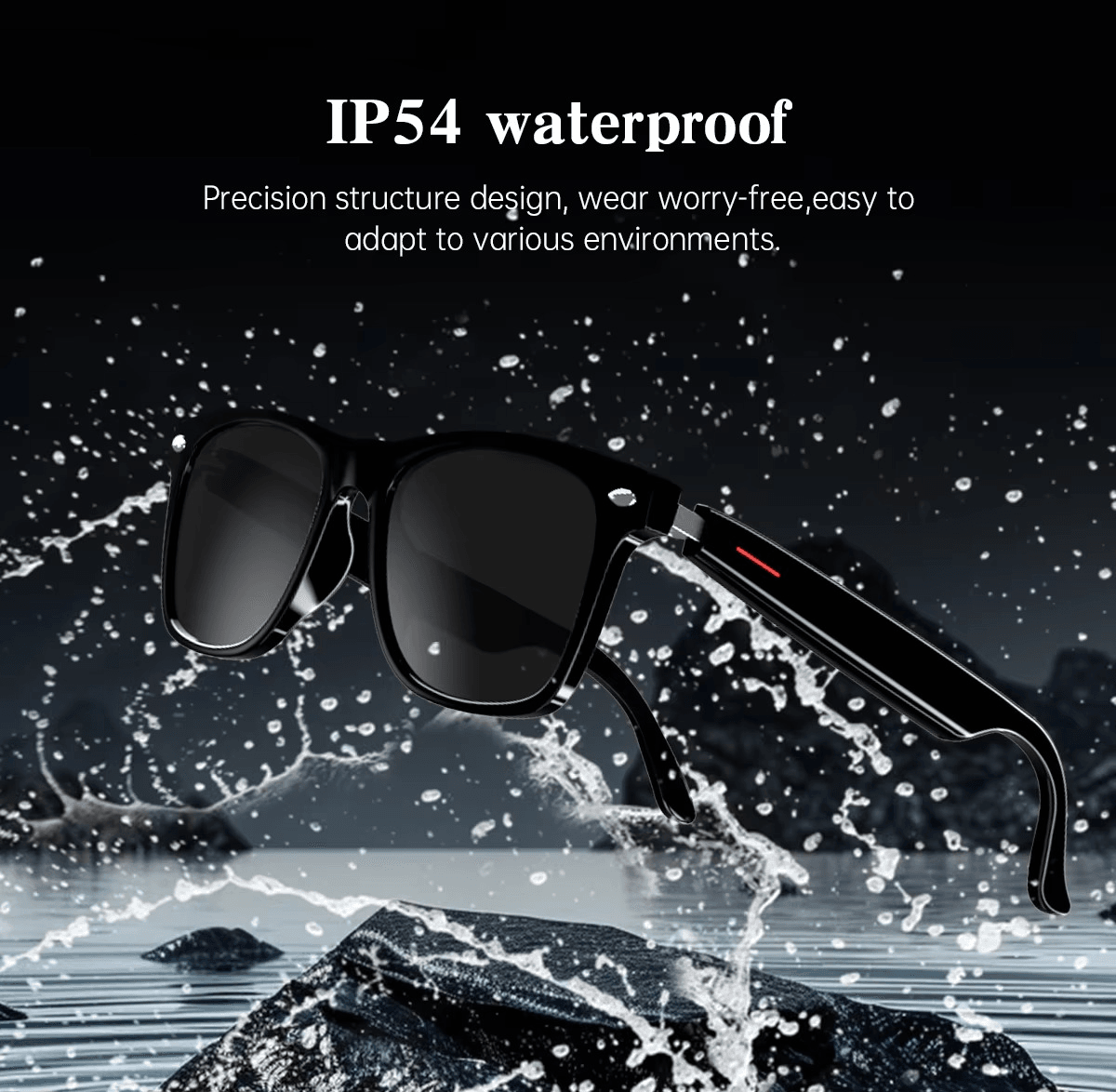 Smart Bluetooth Glasses – Call, Music, Voice Assistant, UV400 Lens, IP54 Waterproof - Mens Attire