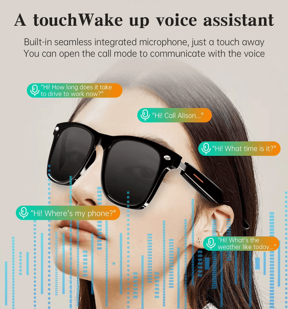 Smart Bluetooth Glasses – Call, Music, Voice Assistant, UV400 Lens, IP54 Waterproof - Mens Attire