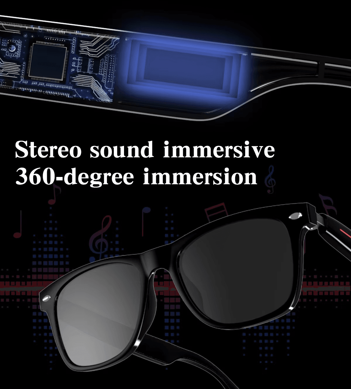 Smart Bluetooth Glasses – Call, Music, Voice Assistant, UV400 Lens, IP54 Waterproof - Mens Attire