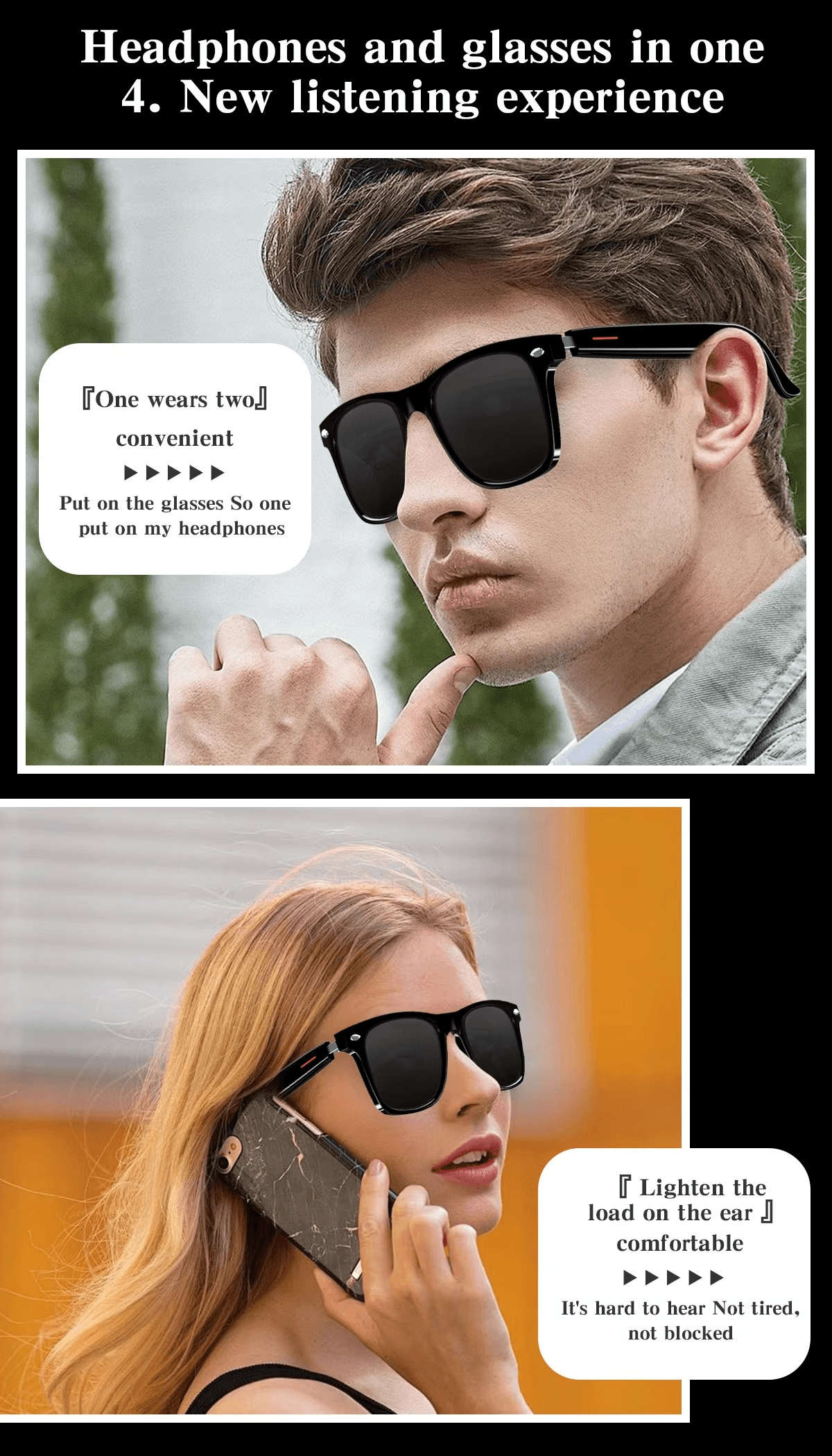 Smart Bluetooth Glasses – Call, Music, Voice Assistant, UV400 Lens, IP54 Waterproof - Mens Attire