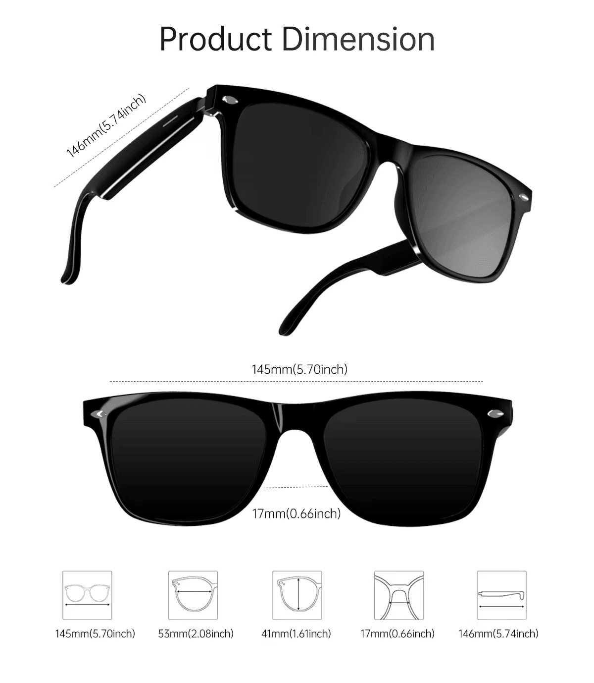 Smart Bluetooth Glasses – Call, Music, Voice Assistant, UV400 Lens, IP54 Waterproof - Mens Attire