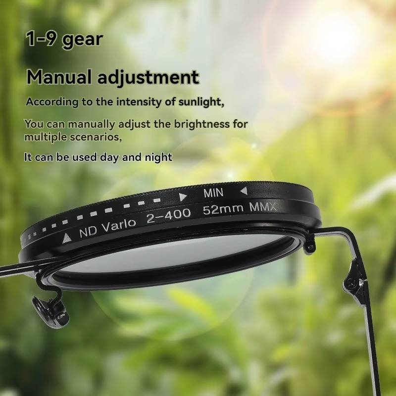 Round Polarized Brightness Adjustable 1-9 Gears ND Filter Sunglasses