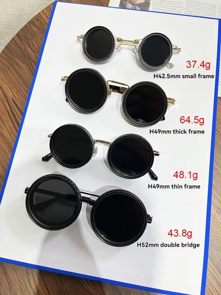 Round Polarized Brightness Adjustable 1-9 Gears ND Filter Sunglasses