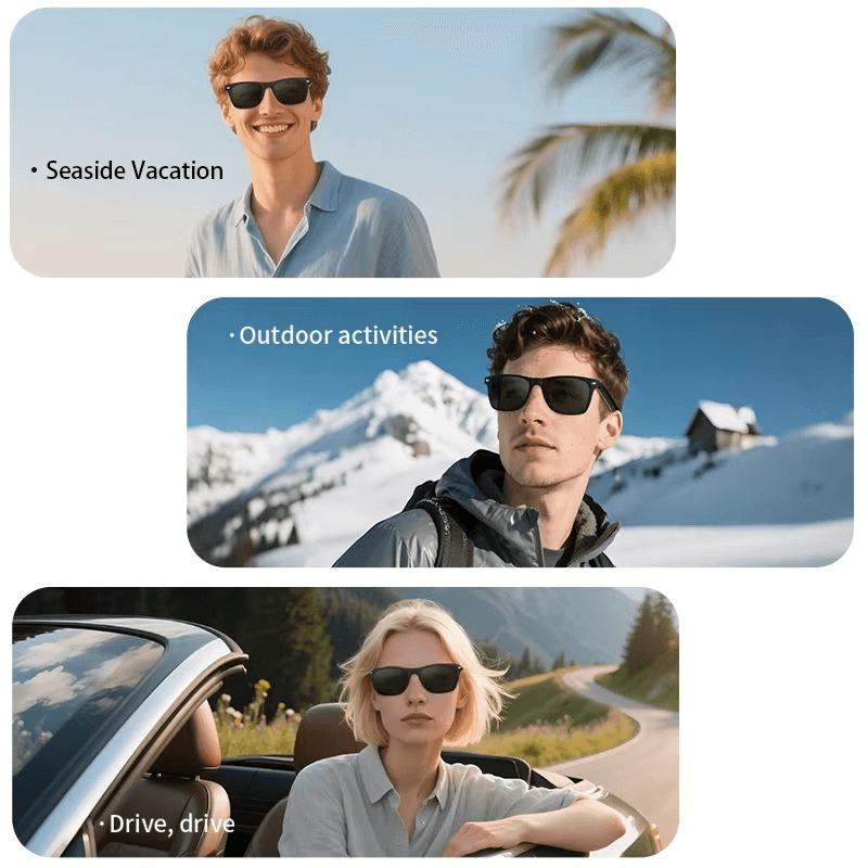 Smart Wearable Sunglasses with Bluetooth Speaker & AI Assistant - Mens Attire