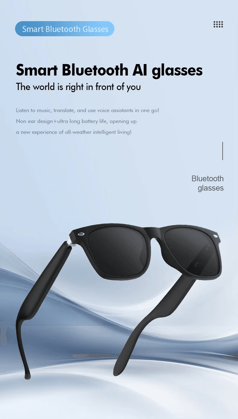 Smart Wearable Sunglasses with Bluetooth Speaker & AI Assistant - Mens Attire