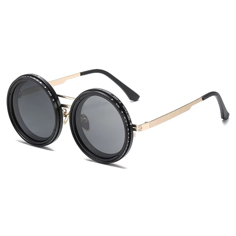 Round Polarized Brightness Adjustable 1-9 Gears ND Filter Sunglasses