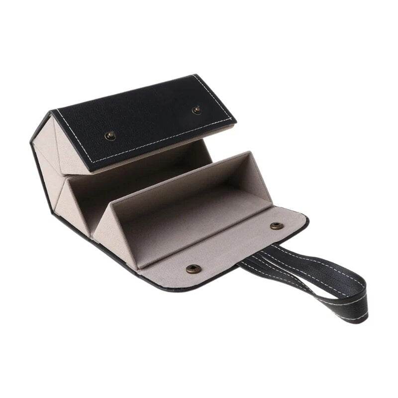 5 Slots Foldable PU Leather Sunglasses Eyeglasses Travel Organizer - Mens Attire