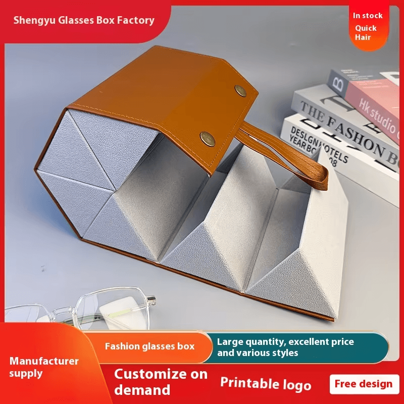 Multi-Compartment Portable Large Capacity Leather Glasses Case - Mens Attire