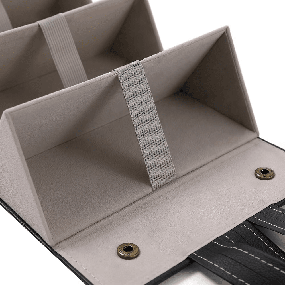 Multi-Compartment Portable Large Capacity Leather Glasses Case - Mens Attire