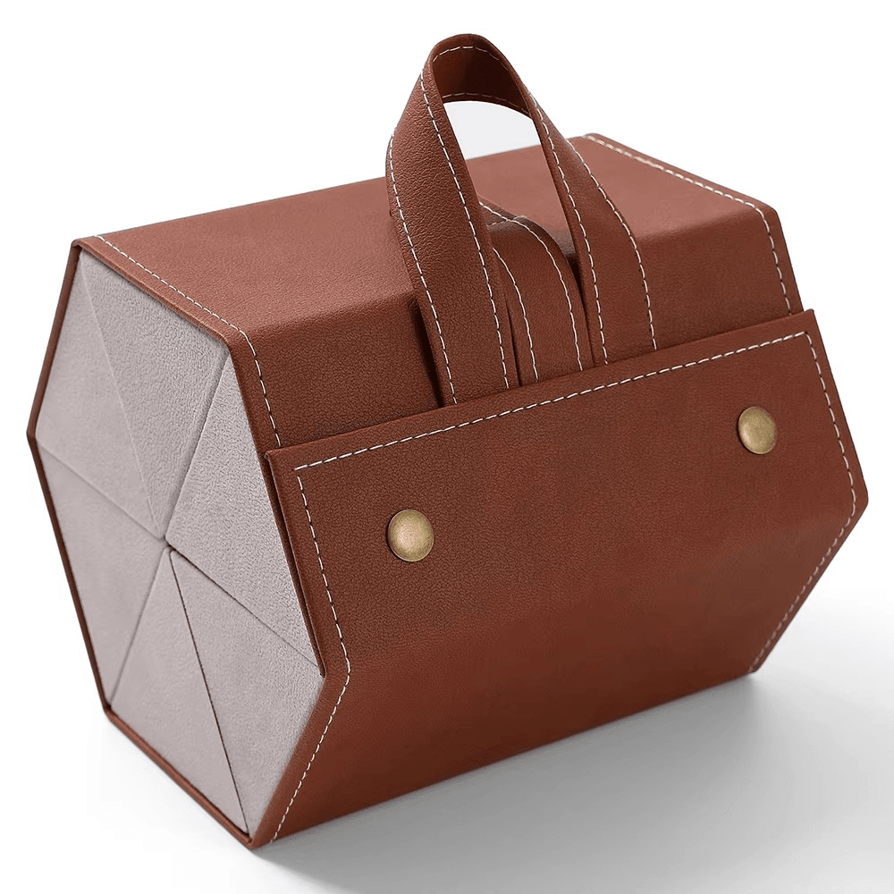 Multi-Compartment Portable Large Capacity Leather Glasses Case - Mens Attire