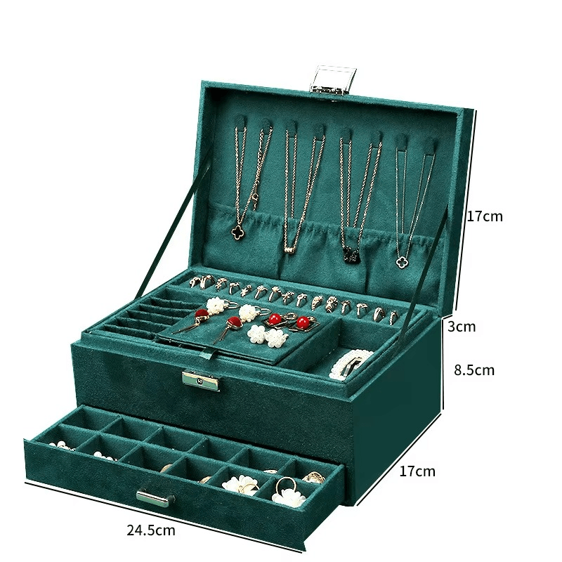 Large Velvet Ring Necklace Earring Jewelry Packaging Organizer Box - Mens Attire