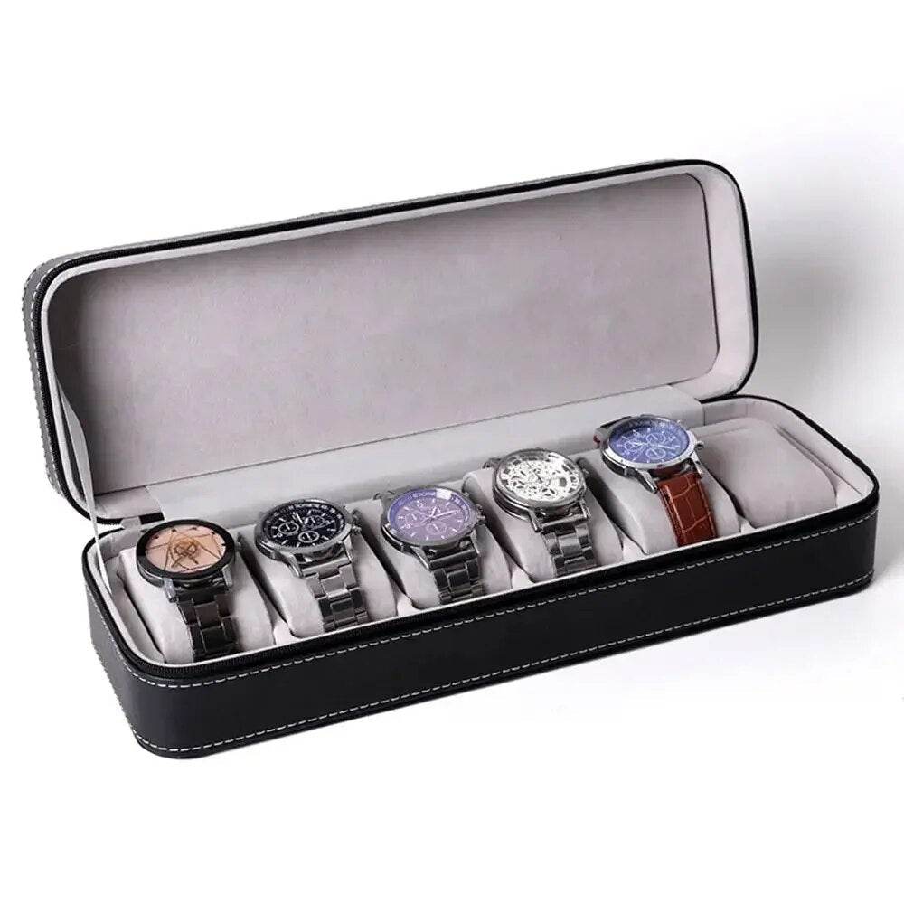 Portable 6 Slots Watch Box Desktop Watch Case Household Watch Organizer - Mens Attire