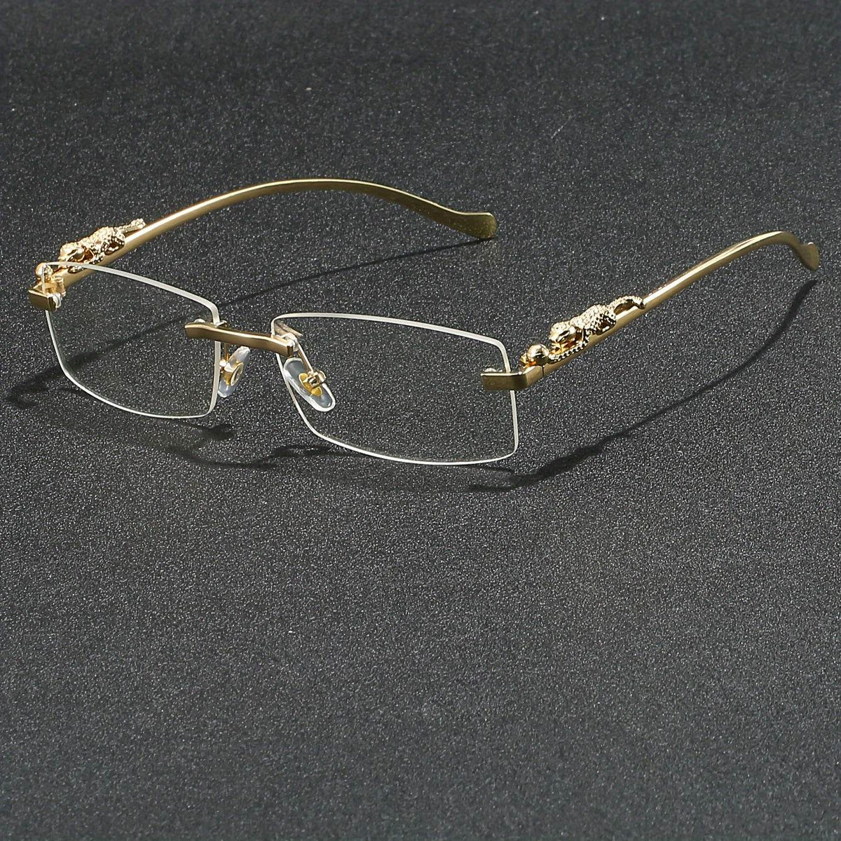 Rectangular Metal Rimless Anti-Blue Light Eyeglasses - Mens Attire