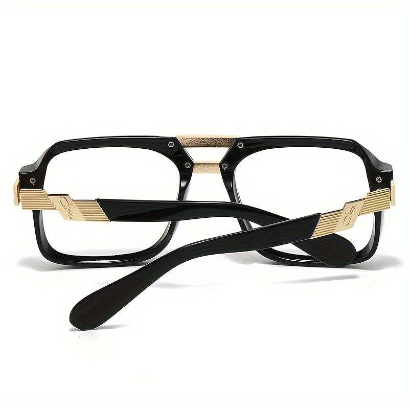 Retro Double Bridge Eyeglasses – Unisex Zinc Alloy Frame - Mens Attire