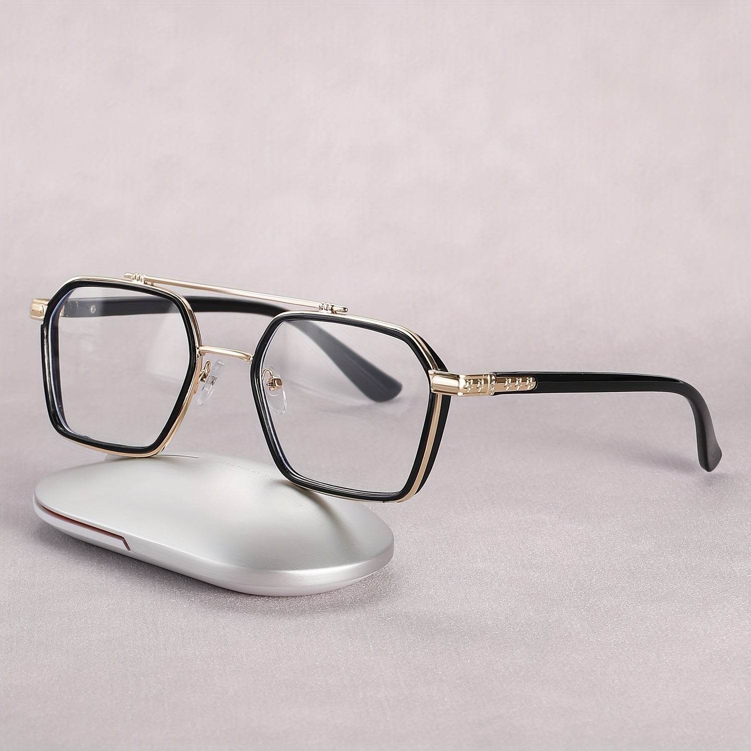 Retro Cool Hollow Mirror Frame Flat Glasses – Unisex Vintage Style - Mens Attire
