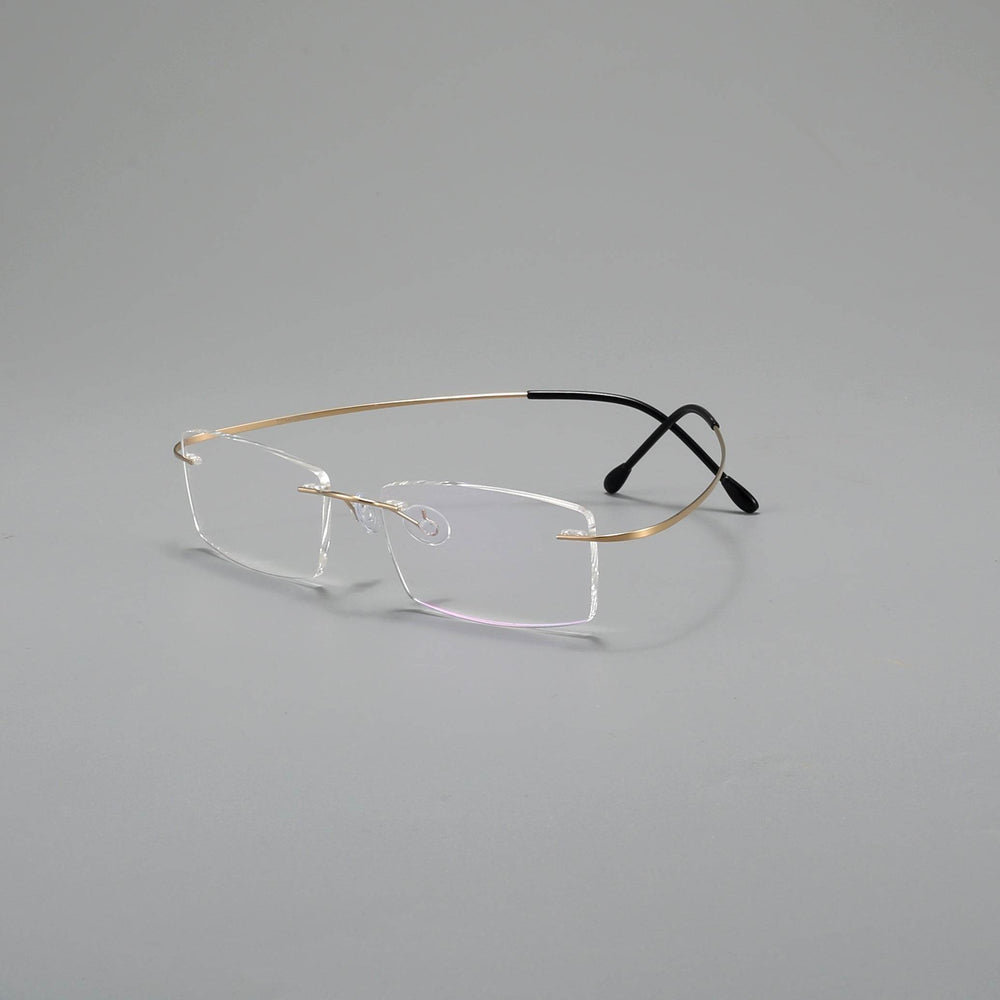 Minimalist Titanium Rimless Rectangular Antiblue Glasses - Mens Attire