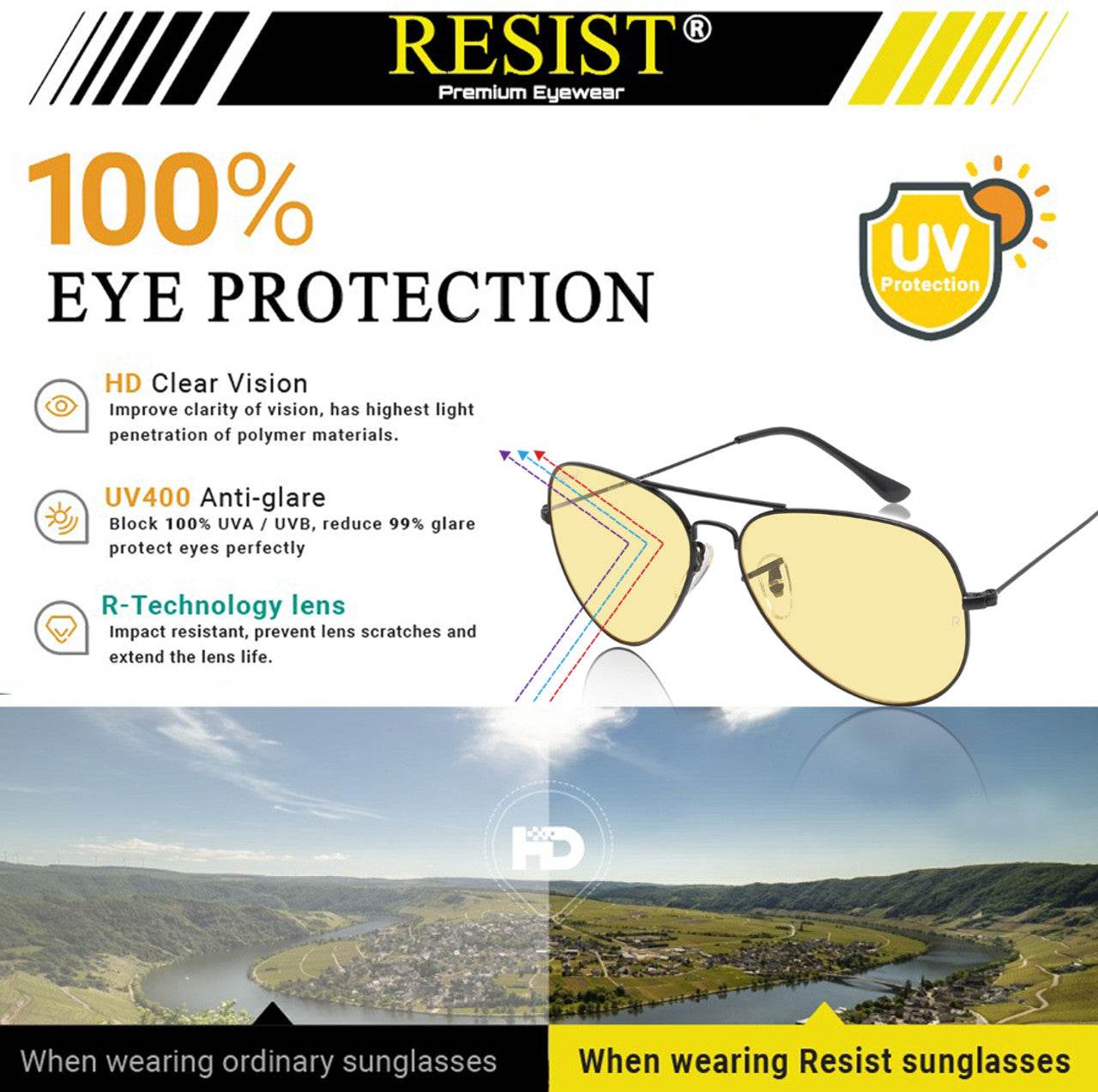 Pilot Yellow Candy Day Night Sunglasses - Mens Attire