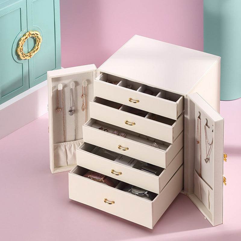 Convenient LuxuryJewellery Box with 5 Levels Large Jewellery Case with Drawer and Watch - Mens Attire