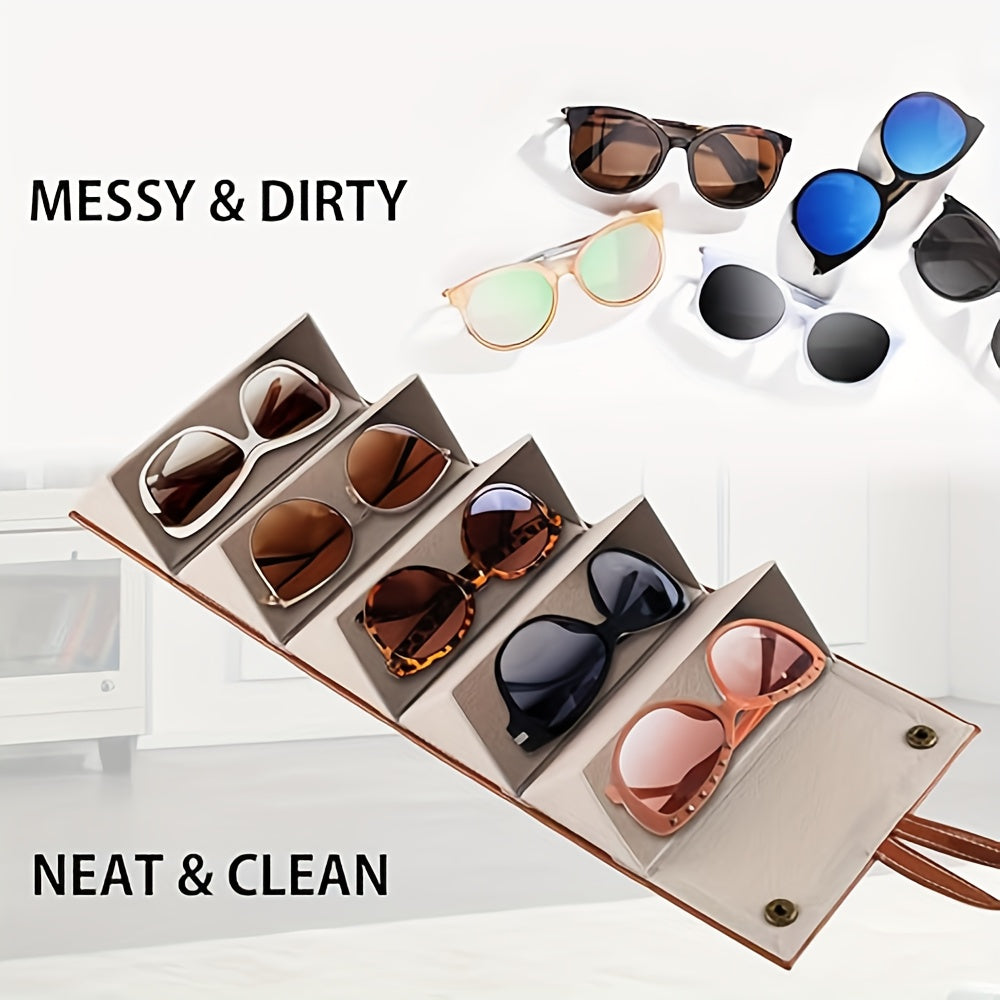 Travel 5 Compartment Eyewear Sunglasses Organizer | Foldable