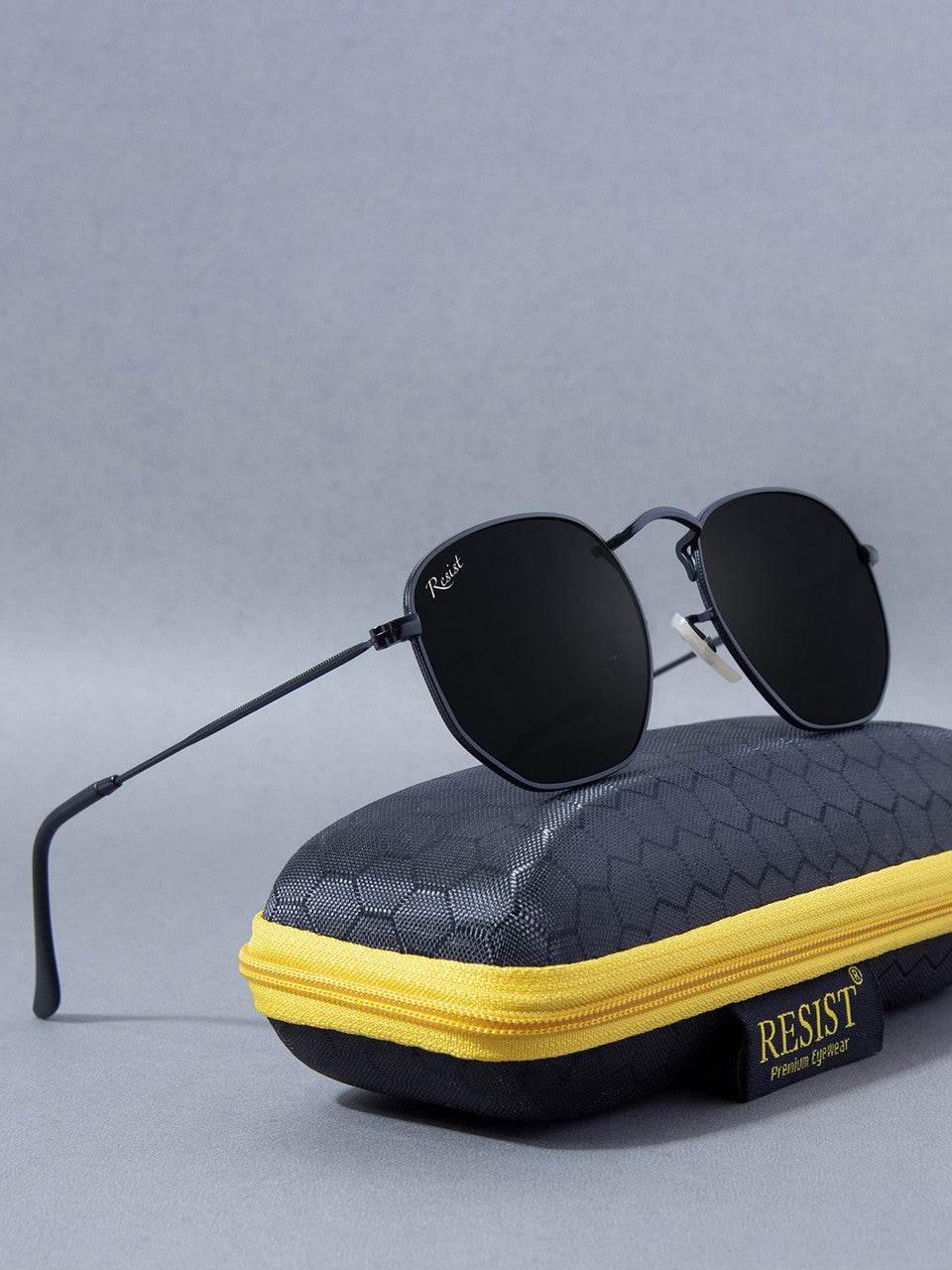 Francis Black Hexagonal Sunglasses - Mens Attire