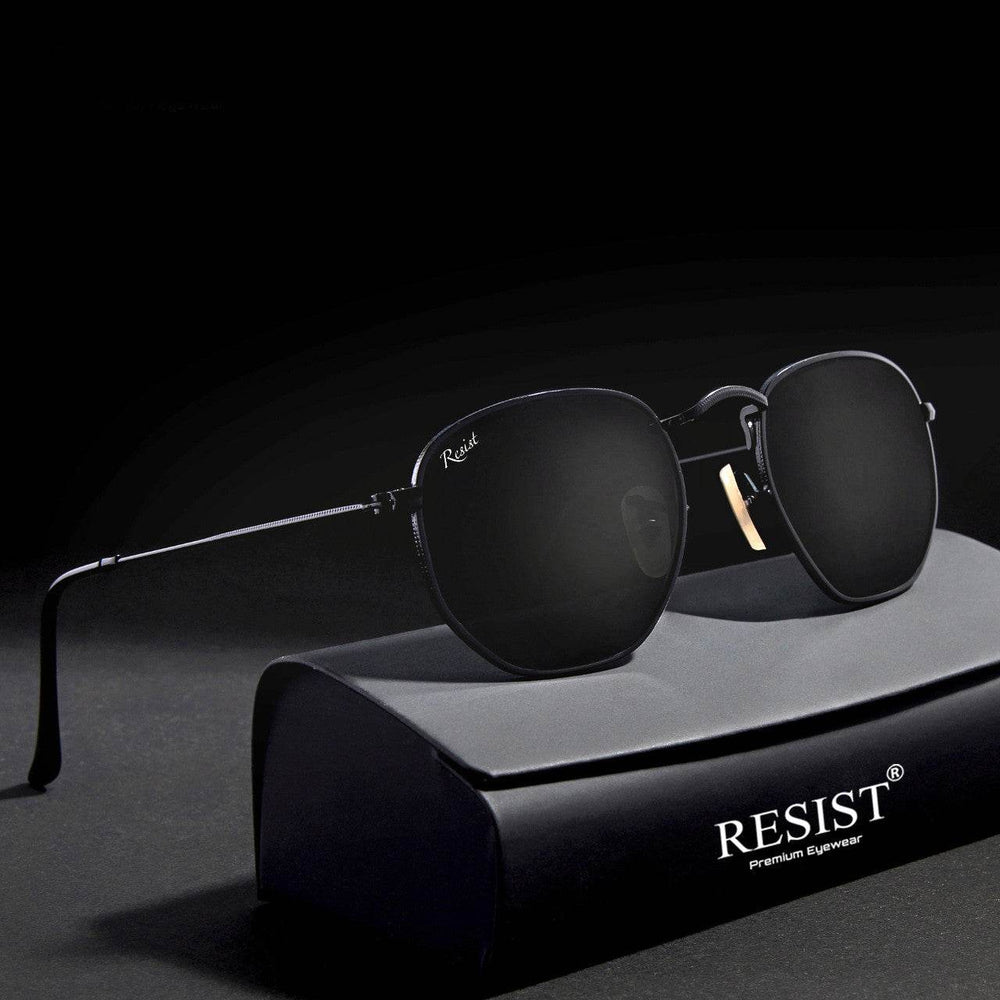 Francis Black Hexagonal Sunglasses - Mens Attire