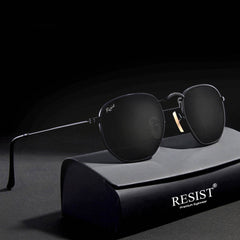 Francis Black Hexagonal Sunglasses - Mens Attire