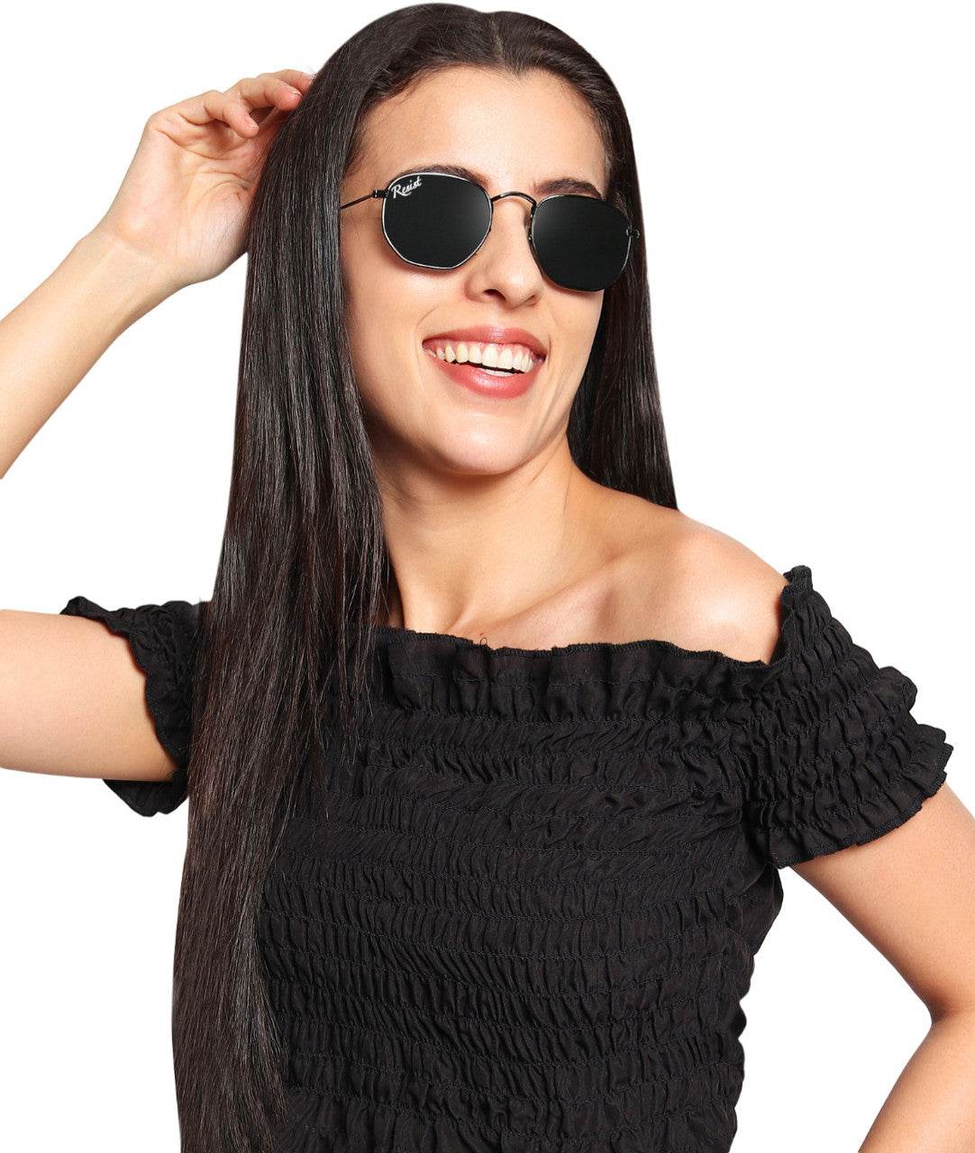 Francis Black Hexagonal Sunglasses - Mens Attire