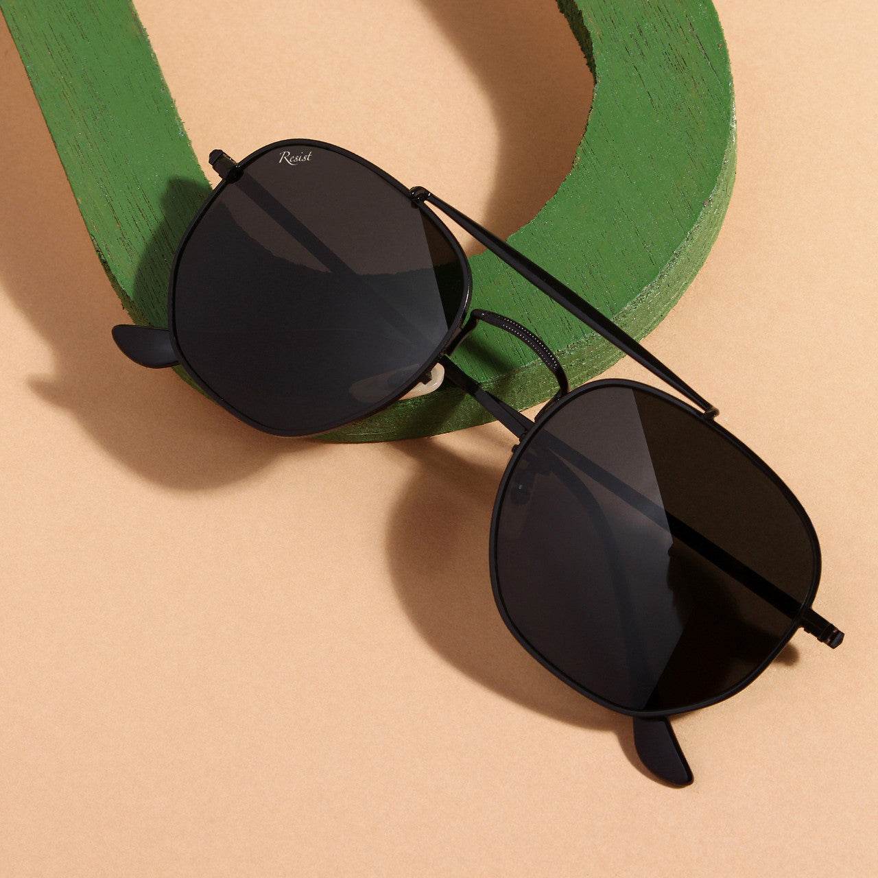 Classic Hexagonal Black Rectangular Sunglasses - Mens Attire