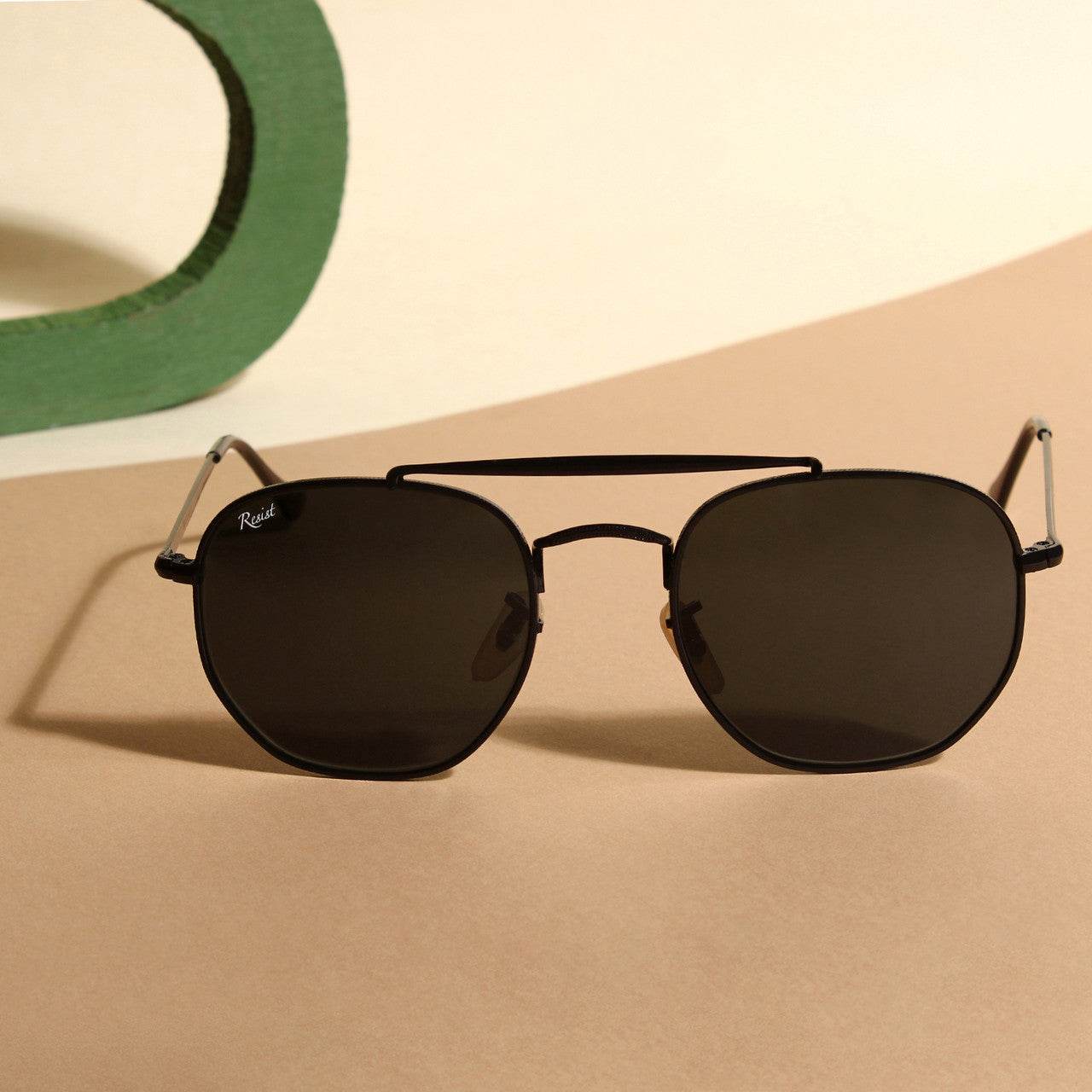 Classic Hexagonal Black Rectangular Sunglasses - Mens Attire
