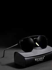 Classic Hexagonal Black Rectangular Sunglasses - Mens Attire