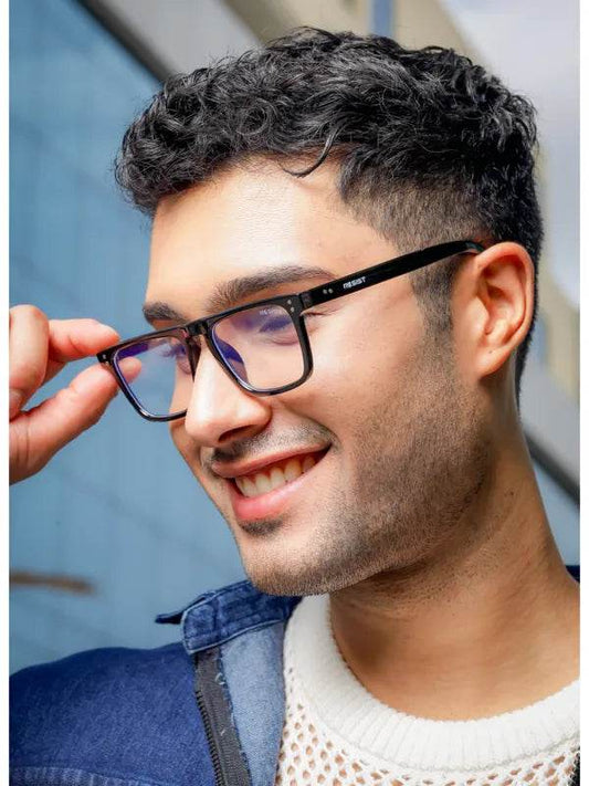 Mens Attire Men's Black Eyeglass Frames Anti-Blue Light - Mens Attire