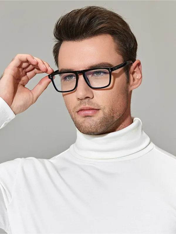 Mens Attire Men's Black Eyeglass Frames Anti-Blue Light - Mens Attire